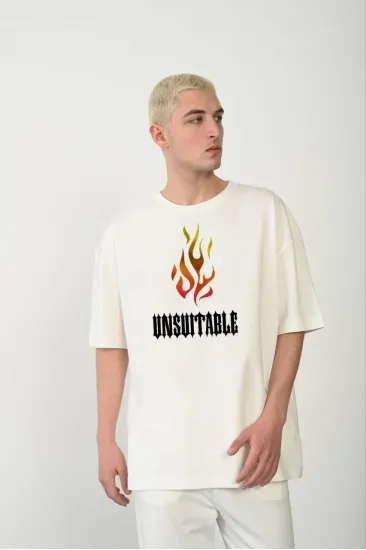 Erkek Baskılı T-Shirt Kısa Kol Bisiklet Yaka Regular Fit Rahat Kalıp Günlük Tişört - Beyaz Erkek Baskılı T-Shirt Kısa Kol Bisiklet Yaka Regular Fit Rahat Kalıp Günlük Tişört - Beyaz