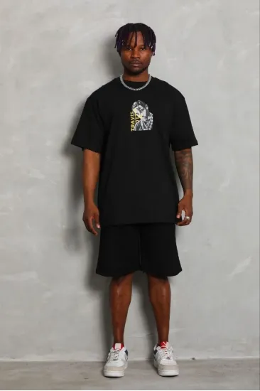 Erkek Baskılı T-Shirt Kısa Kol Bisiklet Yaka Regular Fit Tişört - Siyah Erkek Baskılı T-Shirt Kısa Kol Bisiklet Yaka Regular Fit Tişört - Siyah