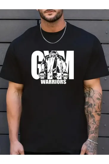 Erkek Baskılı Tişört Kısa Kol Bisiklet Yaka Regular fit Rahat kalıp T-Shirt - Siyah Erkek Baskılı Tişört Kısa Kol Bisiklet Yaka Regular fit Rahat kalıp T-Shirt - Siyah