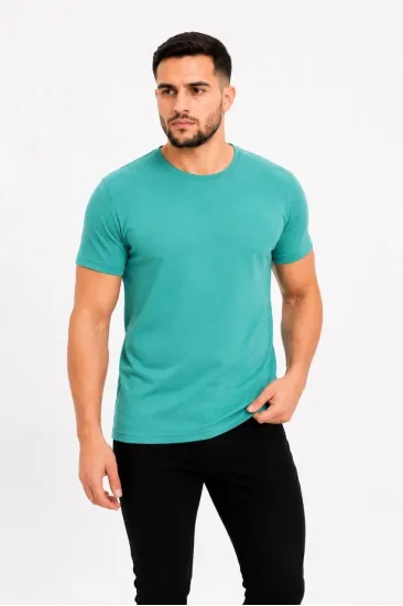 Erkek Basic Tişört Bisiklet Yaka Kısa Kol Günlük Yazlık Slim fit T-Shirt - Su Yeşili Erkek Basic Tişört Bisiklet Yaka Kısa Kol Günlük Yazlık Slim fit T-Shirt - Su Yeşili