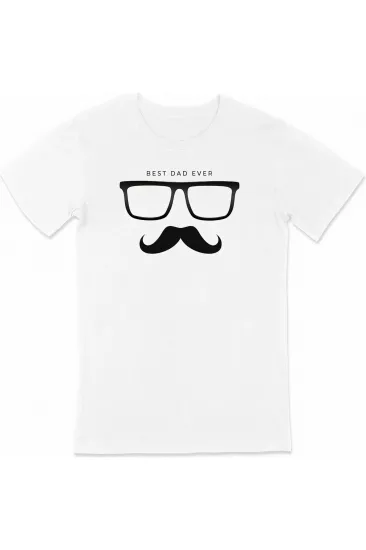 Babalar Günü Hediye Baba Temalı Baskılı Oversize Bisiklet Yaka T-shirt - Beyaz