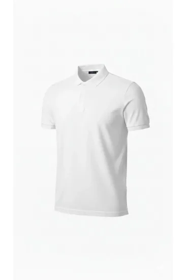 Erkek Polo Yaka Düğmeli Pike Kumaş Tişört Regular Fit Kısa Kol T-Shirt - Beyaz