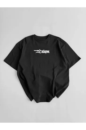 Erkek Ön ve Arka Baskılı T-Shirt Kısa Kol Bisiklet Yaka Regular Fit Tişört - Siyah Erkek Ön ve Arka Baskılı T-Shirt Kısa Kol Bisiklet Yaka Regular Fit Tişört - Siyah