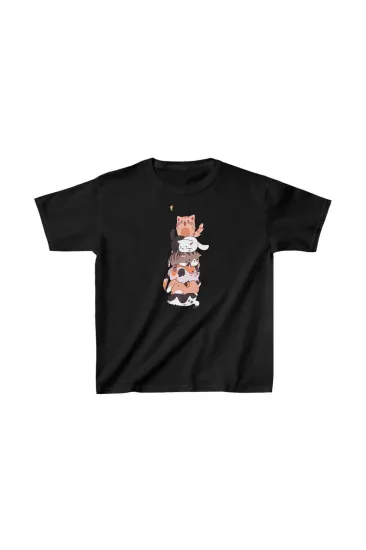 Çocuk Unisex Baskılı T-Shirt - Siyah Çocuk Unisex Baskılı T-Shirt - Siyah