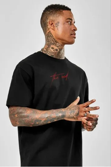 Erkek Baskılı T-Shirt Kısa Kol Bisiklet Yaka Regular Fit Rahat Kalıp Günlük Tişört - Siyah Erkek Baskılı T-Shirt Kısa Kol Bisiklet Yaka Regular Fit Rahat Kalıp Günlük Tişört - Siyah