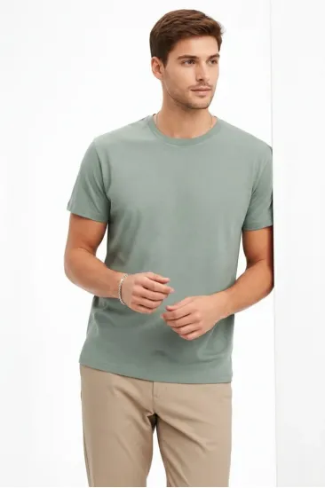 Erkek Bisiklet Yaka Yazlık Kısa kol Düz Tişört Regular Kalıp T-shirt - Mint Yeşili Erkek Bisiklet Yaka Yazlık Kısa kol Düz Tişört Regular Kalıp T-shirt - Mint Yeşili