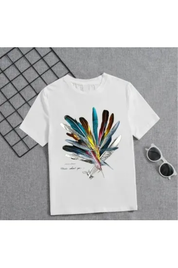 Kız Çocuk Baskılı T-Shirt - Beyaz Kız Çocuk Baskılı T-Shirt - Beyaz