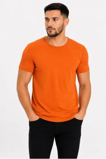 Erkek Basic Tişört Bisiklet Yaka Kısa Kol Günlük Yazlık Slim fit T-Shirt - Turuncu Erkek Basic Tişört Bisiklet Yaka Kısa Kol Günlük Yazlık Slim fit T-Shirt - Turuncu