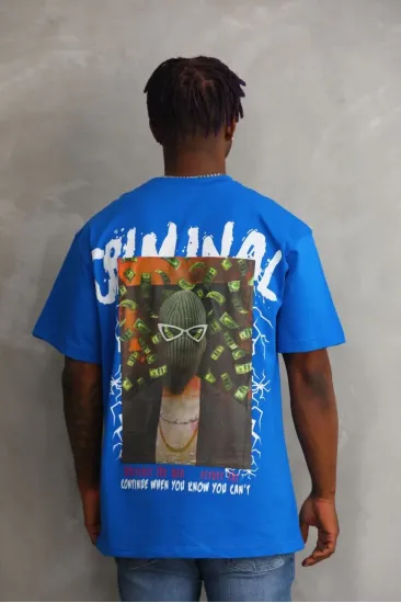 Erkek Baskılı T-Shirt Kısa Kol Bisiklet Yaka Rahat Kalıp Tişört - Mavi Erkek Baskılı T-Shirt Kısa Kol Bisiklet Yaka Rahat Kalıp Tişört - Mavi