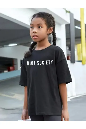 Çocuk Unisex Baskılı T-Shirt - Siyah Çocuk Unisex Baskılı T-Shirt - Siyah