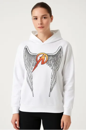Metallica İki İplik Kapüşonlu Ön ve Arka Baskılı hoodie - Beyaz Metallica İki İplik Kapüşonlu Ön ve Arka Baskılı hoodie - Beyaz