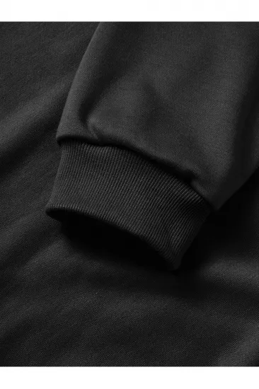 10 Kasıma Özel 3 İplik Kapüşonlu Baskılı SweatShirt Hoodie - Siyah
