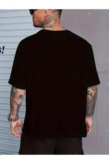 Erkek Baskılı T-Shirt Kısa Kol Bisiklet Yaka Regular Fit Yazlık Tişört - Siyah Erkek Baskılı T-Shirt Kısa Kol Bisiklet Yaka Regular Fit Yazlık Tişört - Siyah