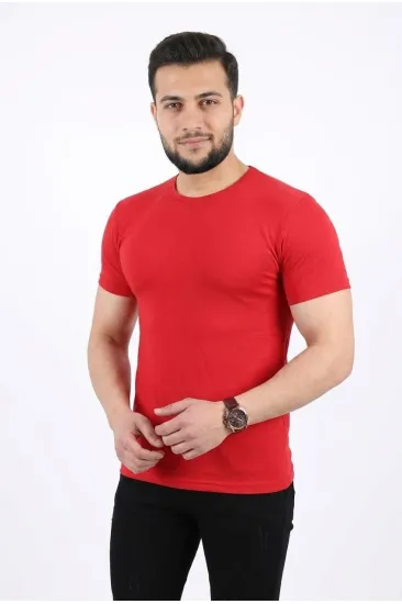 Erkek Basic Tişört Bisiklet Yaka Kısa Kol Günlük Yazlık Slim fit T-Shirt - Kırmızı Erkek Basic Tişört Bisiklet Yaka Kısa Kol Günlük Yazlık Slim fit T-Shirt - Kırmızı