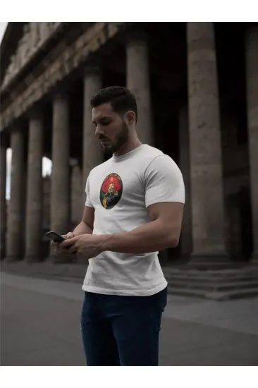 Erkek Kısa Kol Yazlık Tişört Bisiklet Yaka Baskılı Oversize T-Shirt - Beyaz Erkek Kısa Kol Yazlık Tişört Bisiklet Yaka Baskılı Oversize T-Shirt - Beyaz
