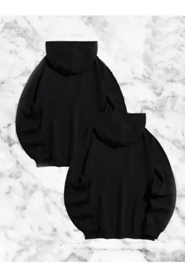 Sevgili Çift Kombini Örümcek Baskılı Kapüşonlu Sweatshirt Hoodie - Siyah Sevgili Çift Kombini Örümcek Baskılı Kapüşonlu Sweatshirt Hoodie - Siyah