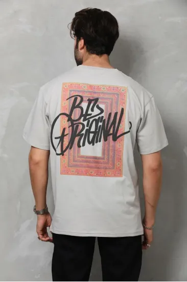 Erkek Baskılı T-Shirt Kısa Kol Bisiklet Yaka Regular Fit Rahat Kalıp Tişört - Gri Erkek Baskılı T-Shirt Kısa Kol Bisiklet Yaka Regular Fit Rahat Kalıp Tişört - Gri