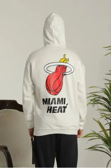 Erkek 3 İplik Pamuklu Kapüşonlu Baskılı Cepli Oversize Sweatshirt Hoodie - Beyaz Erkek 3 İplik Pamuklu Kapüşonlu Baskılı Cepli Oversize Sweatshirt Hoodie - Beyaz