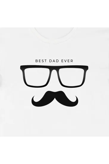 Babalar Günü Hediye Baba Temalı Baskılı Oversize Bisiklet Yaka T-shirt - Beyaz