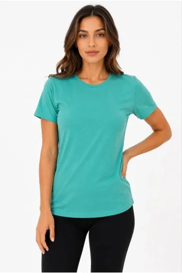 Kadın Basic Tişört Bisiklet Yaka Kısa Kol Günlük Yazlık Slim fit T-Shirt - Su Yeşili Kadın Basic Tişört Bisiklet Yaka Kısa Kol Günlük Yazlık Slim fit T-Shirt - Su Yeşili