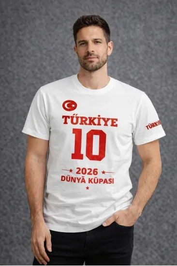 Erkek TÜRKİYE Baskılı Tişört 2026 Dünya Kupası Taraftar Forma T-Shirt - Beyaz Erkek TÜRKİYE Baskılı Tişört 2026 Dünya Kupası Taraftar Forma T-Shirt - Beyaz