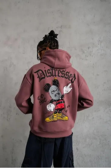 Erkek 3 İplik Pamuklu Kapüşonlu Kanguru Cepli Sweatshirt Hoodie - Gül Kurusu Erkek 3 İplik Pamuklu Kapüşonlu Kanguru Cepli Sweatshirt Hoodie - Gül Kurusu