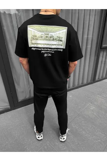Erkek Baskılı T-Shirt Kısa Kol Bisiklet Yaka Regular Fit Rahat Kalıp Günlük Tişört - Siyah Erkek Baskılı T-Shirt Kısa Kol Bisiklet Yaka Regular Fit Rahat Kalıp Günlük Tişört - Siyah