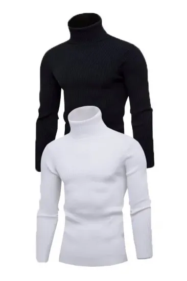 Erkek 2 Adet Kaşkorse Boğazlı Full Likralı Fitilli Slimfit Body