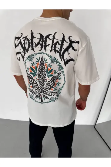Erkek Baskılı T-Shirt Kısa Kol Bisiklet Yaka Regular Fit Rahat Kalıp Günlük Tişört - Beyaz Erkek Baskılı T-Shirt Kısa Kol Bisiklet Yaka Regular Fit Rahat Kalıp Günlük Tişört - Beyaz