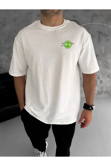 Erkek Kısa Kol Tişört Bisiklet Yaka RİCK AND MORTY Baskılı T-Shirt - Beyaz Erkek Kısa Kol Tişört Bisiklet Yaka RİCK AND MORTY Baskılı T-Shirt - Beyaz