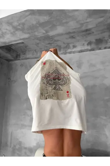 ERKEK Tişört Kısa kol Ön ve Arka Baskılı Oversize Bisiklet Yaka T-Shirt - Beyaz ERKEK Tişört Kısa kol Ön ve Arka Baskılı Oversize Bisiklet Yaka T-Shirt - Beyaz