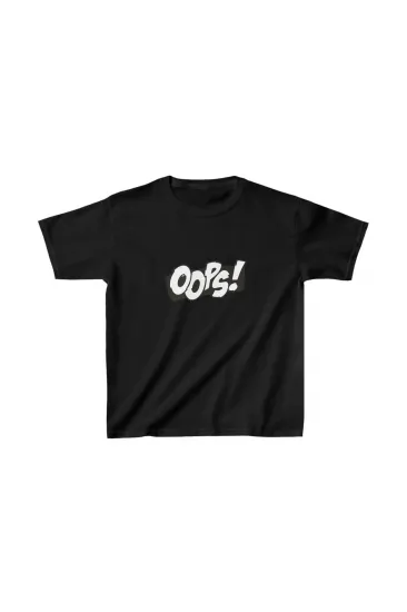 Unisex Çocuk Baskılı T-Shirt - Siyah