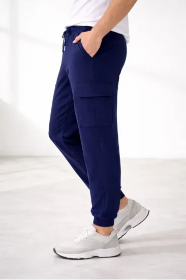 Erkek Jogger Eşofman Altı Kargo Cepli Lastikli Paça Spor Pantolon - Lacivert Erkek Jogger Eşofman Altı Kargo Cepli Lastikli Paça Spor Pantolon - Lacivert