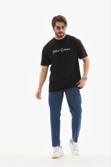 Erkek Baskılı T-Shirt Kısa Kol Bisiklet Yaka Regular Fit Tişört - Siyah Erkek Baskılı T-Shirt Kısa Kol Bisiklet Yaka Regular Fit Tişört - Siyah