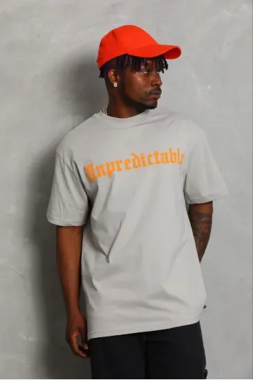 Erkek Baskılı T-Shirt Kısa Kol Bisiklet Yaka Regular Fit Tişört - Gri Erkek Baskılı T-Shirt Kısa Kol Bisiklet Yaka Regular Fit Tişört - Gri