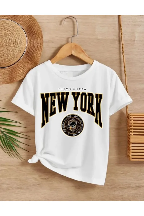 Çocuk Unisex Baskılı T-Shirt - Beyaz Çocuk Unisex Baskılı T-Shirt - Beyaz