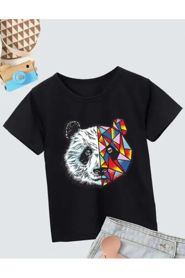 Unisex Çocuk Baskılı T-Shirt - Siyah Unisex Çocuk Baskılı T-Shirt - Siyah