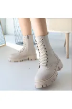 Flona Bej Cilt Bağcıklı Bot Flona Bej Cilt Bağcıklı Bot