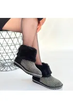 Linka Siyah Süet Gümüş Boncuk İşlemeli Bot Linka Siyah Süet Gümüş Boncuk İşlemeli Bot