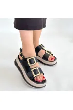 Stan Siyah Cilt Sandalet Stan Siyah Cilt Sandalet
