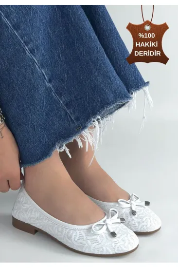 Jnues Beyaz Hakiki Deri Babet Ayakkabı Jnues Beyaz Hakiki Deri Babet Ayakkabı