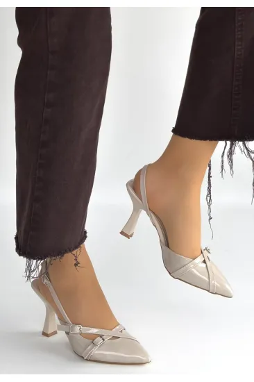 Tetti Bej Rugan Topuklu Ayakkabı Tetti Bej Rugan Topuklu Ayakkabı