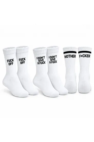Unisex Beyaz Yazılı Çorap Esprili Sloganlı Uzun Soket Günlük Spor Rahat 3lü Eğlenceli Şık Hediye Set Unisex Beyaz Yazılı Çorap Esprili Sloganlı Uzun Soket Günlük Spor Rahat 3lü Eğlenceli Şık Hediye Set
