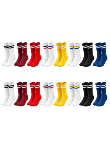 Unisex Renkli Çorap Çizgili 16'lı Set Uzun Soket Günlük Spor Kolej Stil Rahat Kadın Erkek Çorabı Unisex Renkli Çorap Çizgili 16'lı Set Uzun Soket Günlük Spor Kolej Stil Rahat Kadın Erkek Çorabı