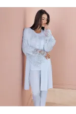 Espuar 757 Penye 3'lü Sabahlık Pijama Takımı Espuar 757 Penye 3'lü Sabahlık Pijama Takımı