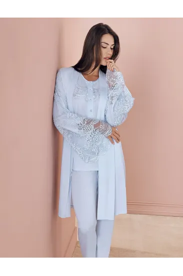 Espuar 757 Penye 3'lü Sabahlık Pijama Takımı