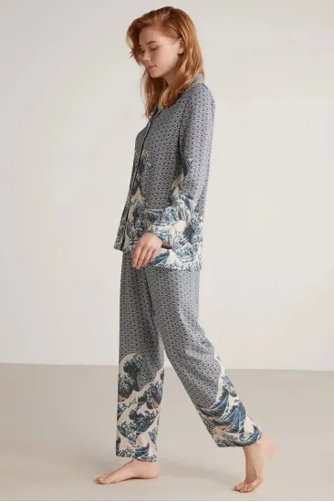 Nautıca W617 Kadın Uzun Kollu Önden Düğmeli Pijama Takımı Nautıca W617 Kadın Uzun Kollu Önden Düğmeli Pijama Takımı