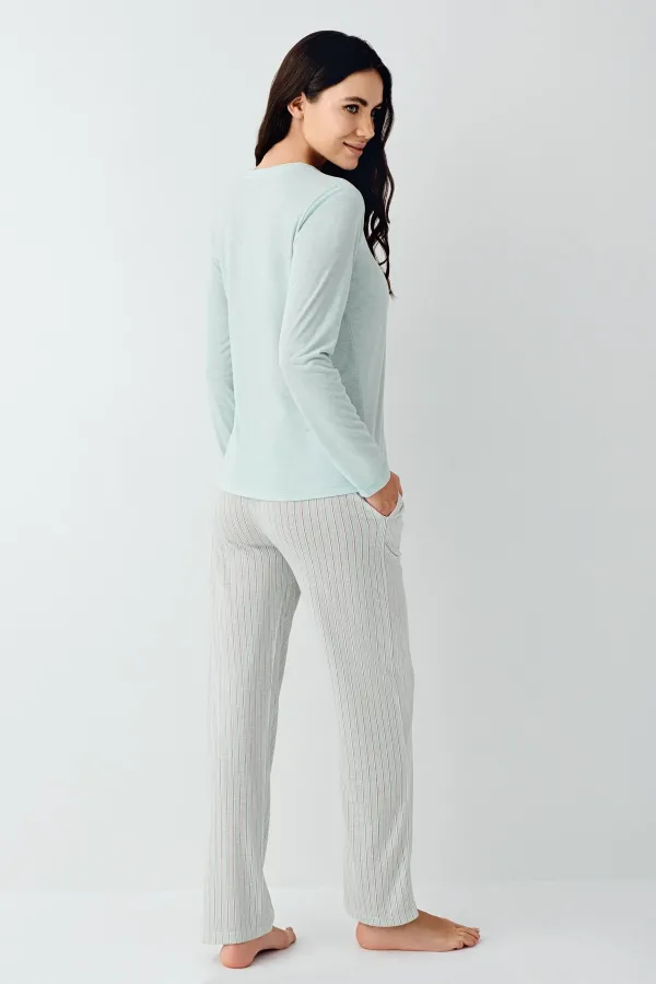 Pierre Cardin 9050-S Kadın Uzun Kol Pijama Takım
