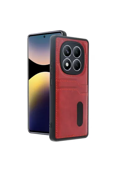 Xiaomi Redmi Note 14 Pro 4g Kılıf Sara Kartvizitli Deri Kılıf - Kırmızı Xiaomi Redmi Note 14 Pro 4g Kılıf Sara Kartvizitli Deri Kılıf - Kırmızı