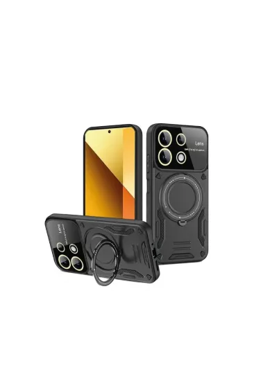 Xiaomi Redmi Note 13 4g Kılıf Joy Lens Standlı Kapak - Siyah Xiaomi Redmi Note 13 4g Kılıf Joy Lens Standlı Kapak - Siyah
